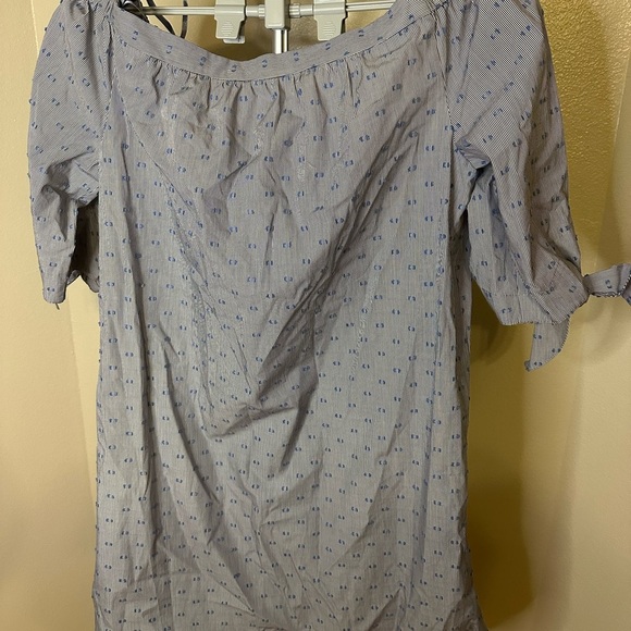 BCBG MaxAzria Cadence Off The Shoulder Cotton Shift Dress Blue NWT - Picture 2 of 5